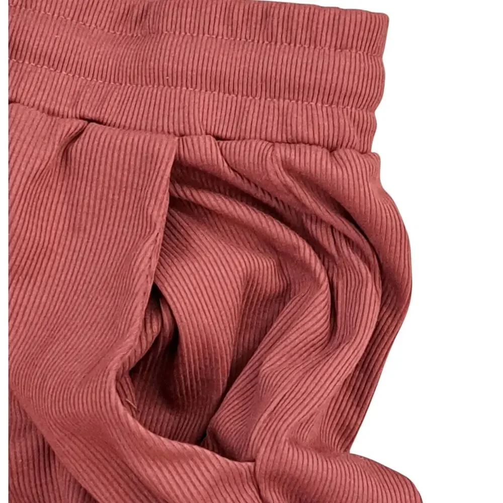 MEROKEETY Ribbed Tank Top and Shorts Maroon Lounge Set Size Large NWT